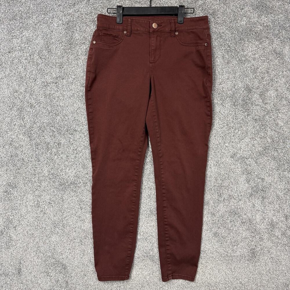 Maurices Jeans Womens M Rust Reddish-Brown Mid Rise Skinny Stretch Denim 30x28